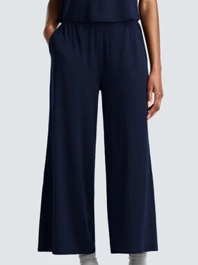 Unbound Merino Ultrafine Merino Wool Sleep Bottoms Wide Leg Blue Small